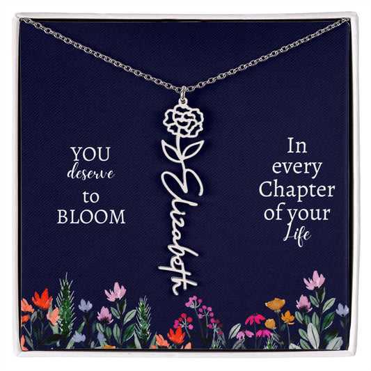 Bloom| Custom Name Necklace with Birth Flower