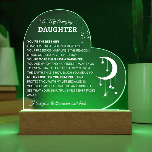 To My Amazing Daughter| Heart Shape Acrylic Light Up Plaque