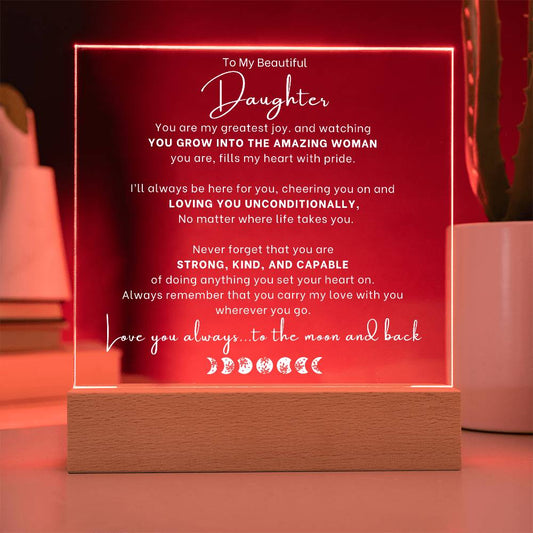 To My Beautiful Daughter| Forever Love Acrylic Light Plaque